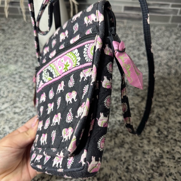 Vera Bradley Women's Black and Pink Elephant Crossbody Bag - Picture 4 of 9